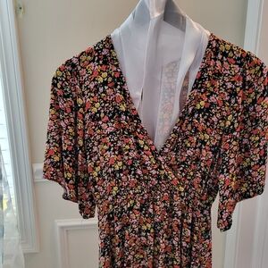 Rewind Black and Pink Floral Fabric